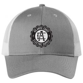 ACES-Grey/White Snapback Trucker Cap with ACES Leatherette Patch