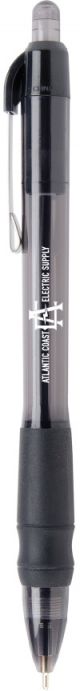 ACES- Retractable Pen Black with White Imprint - Black Ink 